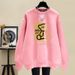 Women's Crew Neck Sweatshirt Pure Cotton Fleece Lined Thickened Casual Loose Fit Pullover Top for Spring Autumn Winter_ecoleips.com