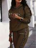 Women's Casual Hoodie Set Comfortable Long Sleeve Sweatshirt With Print For Autumn Season_ecoleips.com