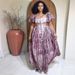 European And American Women's Clothing 2025 Summer New Fashion Square Neck Printed Puff Sleeve High Waist Dress_ecoleips.com