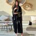 Abaya New Women's Muslim Clothing Elegant Cardigan Robe Batwing Sleeve Gold Thread Embroidered Headscarf_ecoleips.com