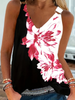 Women's Elegant V-Neck Floral Print Tank Top Fashionable Commuting Summer New Style Daily Wear Camisole_ecoleips.com