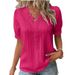 Women's Clothing Fashion Hollow Short-Sleeved Dress Shirt Summer Vacation Top_ecoleips.com
