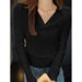 A Minimalist, Pure-Color Long-Sleeved Tank Top With A V-Neckline, Perfect For A Sexy And Alluring Look When Paired With_ecoleips.com