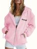 Women's Hooded Casual Sports Sweatshirt Jacket Loose Fit Zipper Fleece Lined Top With Print_ecoleips.com