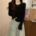 Autumn Retro Front Shoulder Long-sleeved T-shirt Women's Early Autumn New Design Sense, Thin Round Neck Bottoming Shirt_ecoleips.com