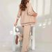 2025 European And American Independent Station Fashion New Solid Color Ribbed Elegant Commuter 2-Piece Set_ecoleips.com