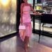 Pink Printed Strapless Irregular Dress Summer Chiffon Off Shoulder Women's Party Dress 2026 Casual Pleated Slim Fit Long Dress_ecoleips.com