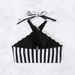 Women's Clothing Striped Halter Neck Sexy Swimsuit Women's Beach Bikini Hot Spring Swimsuit Top_ecoleips.com