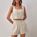Women's Casual Summer Outfit Sleeveless Backless Crop Top And Shorts Set 2 Piece Sensational Design_ecoleips.com