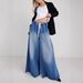 Women's Wide Leg Pants With Drawstring Elastic Waist New Washed Denim Jeans From Collection_ecoleips.com