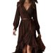 2026 Spring European American Cross-Border Bohemian Style Irregular Dress With Long Sleeves, V-Neck, And Lace Trim_ecoleips.com