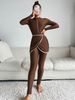 Women's Clothing Solid Color Long Sleeved Trousers Sun Protection Beach Swimwear Three Piece Swimsuit_ecoleips.com