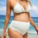 Aria Basics Solid Color Maternity Two-Piece Swimsuit For Women, Sexy European And American Style, Loose Fit, Backless, High-Waisted_ecoleips.com
