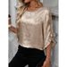 Women's Clothing Summer Loose Casual Round Neck Solid Color Lotus Leaf Sleeve Tops For Women_ecoleips.com