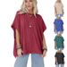 Women's Clothing Summer Solid Color Knitted Oversized Pullover Round Neck Bat Sleeve T Shirt Female_ecoleips.com
