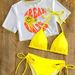 Women's Clothing Bikini Three Piece Set Bikini Printed Short Sleeved Sunscreen Mesh Swimsuit_ecoleips.com