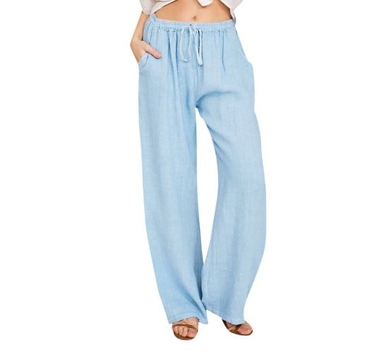 Suitable For All Seasons Plus Size Women's Loose Linen Casual Wide-Leg Pants_ecoleips.com
