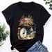 European And American Cross-border Foreign Trade Women's Floral Bicycle Print Round-neck Short-sleeve T-shirt Top_ecoleips.com