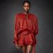 Women's Clothing Puff Sleeve Ruffled Short Skirt Pleated Design Mesh Short Dress_ecoleips.com