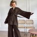 Aria Basics Loose Comfortable Crepe Cotton Long Sleeve Robe Pants Pajama Set 2025 European And American Autumn New Home Wear For_ecoleips.com
