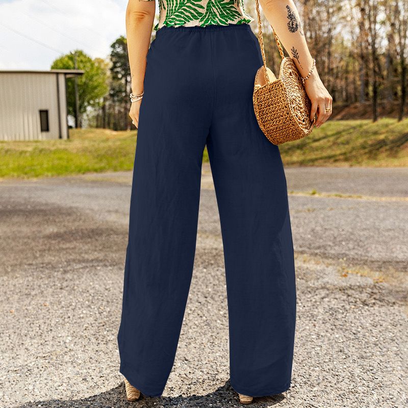 Women's Clothing Pocket Wide Leg Cotton Linen Loose Long Pants Linen Wide-Leg Pants With Pockets – Breathable & Stylish Casual Trousers (S-XXL)_ecoleips.com