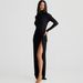 Fashion Turtleneck Backless Long Sleeve Bodysuit Sexy Slit Midi Skirt Two Piece Matching Dress Set For Women Party Evening_ecoleips.com