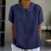 Women's Clothing New Loose Lapel Shirt Short Sleeved Cotton Top_ecoleips.com