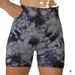 Women's Clothing Seamless Tie Dyed Sports Tight Three Quarter Pants Tie Bleaching Yoga Fitness Shorts_ecoleips.com