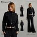 Women's Street Style Retro Washed Sports Detachable Cardigan Hooded Sweatshirt And Flared Slim Fit Trousers Set Outdoor Suit_ecoleips.com