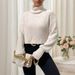 Voya Women's Spring/Summer New Solid Color Thread Knitted Hoodie Short Style High Collar Bottom Top_ecoleips.com