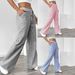 Striped Trousers For Women Casual Street Style Loose Wide Leg Mid Waist Full Length Polyester Spring/Summer Fashion_ecoleips.com