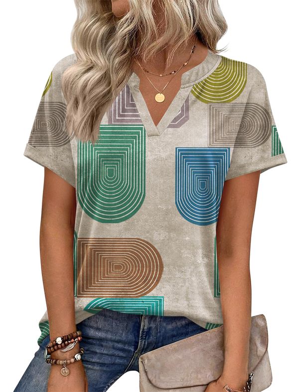 Zeagoo Womens Tops Short Sleeve Summer V Neck Shirts Work Blouses Business Outfits Fashion Clothing_ecoleips.com