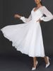 Women's 2023 spring and summer long dress independent stand sexy long sleeve chiffon mesh hem dress_ecoleips.com