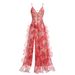 Floral Low Cut Maxi Dress American Style Summer Slimming Suspender Dress For Women Gentle Clothing_ecoleips.com