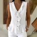 Women's Clothing Women's Casual V Neck Ruffled Tie Sleeveless Vest Style Fashion Ruffled Hem Top For Formal & Casual For Women_ecoleips.com