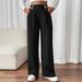 Women's Clothing New Style Drape Mopping Casual Pants High Waist Trousers Loose Temperament Straight Women's Niche Design Solid Color_ecoleips.com