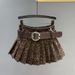 Retro Leopard Print Suede Mini Skirt for Women High-End Slimming A-Line Style Spring/Summer 2026 New Fashion Youthful Design_ecoleips.com