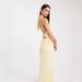 Summer Halter Neck Long Dress For Women Sexy Deep V Tie Back Slim Fit Solid Color Slit Style_ecoleips.com