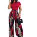 New European And American Cross-border Women's Fashion Casual Wide-leg Printed Pants + Summer Short-sleeve T-shirt Set_ecoleips.com