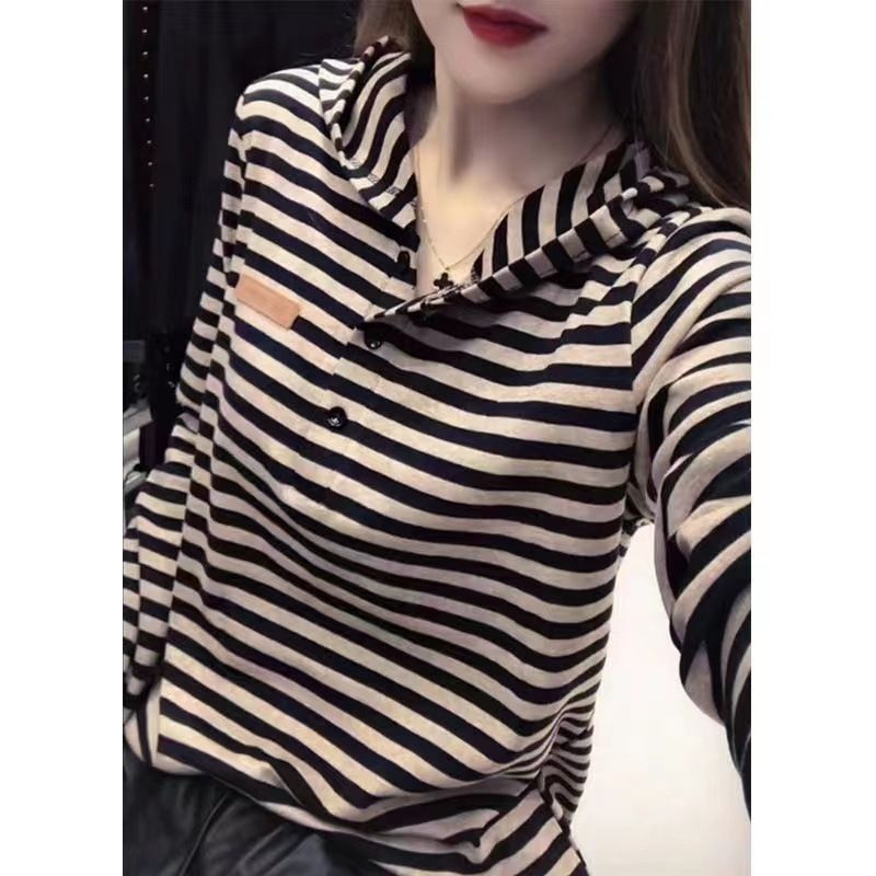 Spring/Summer Collection: Large-Sized Women's Clothing For Mothers Long-Sleeved, Hooded, Striped, Casual, Loose-Fittin_ecoleips.com
