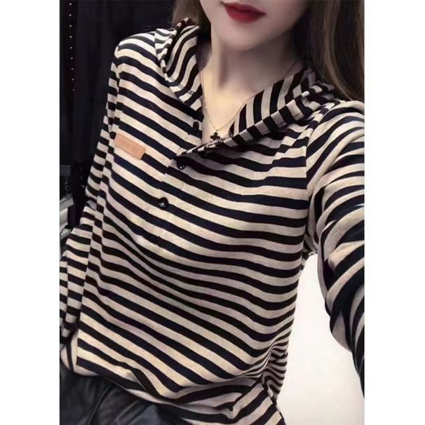 Spring/Summer Collection: Large-Sized Women's Clothing For Mothers Long-Sleeved, Hooded, Striped, Casual, Loose-Fittin_ecoleips.com