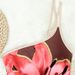 Women's Floral Print Halter One-Piece Swimsuit – Backless & Elegant Cut (S-L, Scarlet Red)_ecoleips.com