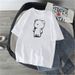 Dongdaemun Women's Loose T-Shirt Summer Short Sleeve Cartoon Print round Neck Student Top Trendy Casual Wear_ecoleips.com