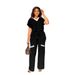 Women's Clothing Summer Two-Piece Set Solid Color T-Shirt And Straight Pants Casual Sports Suit With Short Sleeves_ecoleips.com