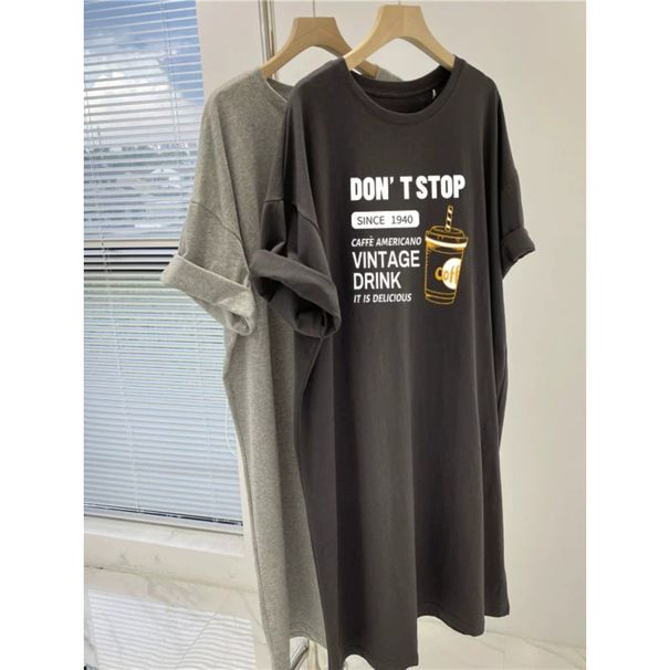 Short-sleeved Dress Pregnant Women Summer Retro European And American Cartoon Printed Loose Round Neck Dress_ecoleips.com