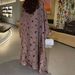 LY10 Women's Muslim Clothing Abaya Simple Rose Flower Outer Skirt Set Long Robe_ecoleips.com