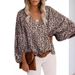 2025 New Spring Summer Autumn V-neck Casual Shirt Printed Lantern Sleeve Top Women's Clothing_ecoleips.com