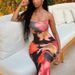 Women's Clothing Suspender Contrast Color Knitted Dress Long Skirt_ecoleips.com