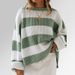 2026 Autumn Winter Round Neck Long Striped Knit Cross-Border European And American Women's Fashion Flared Sleeve_ecoleips.com