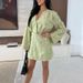 2026 Elegant V-neck Lamao Design Mini Dress Women Fashion French Solid A-Line Dress Casual Long Sleeve Slim Short Party Dresses_ecoleips.com